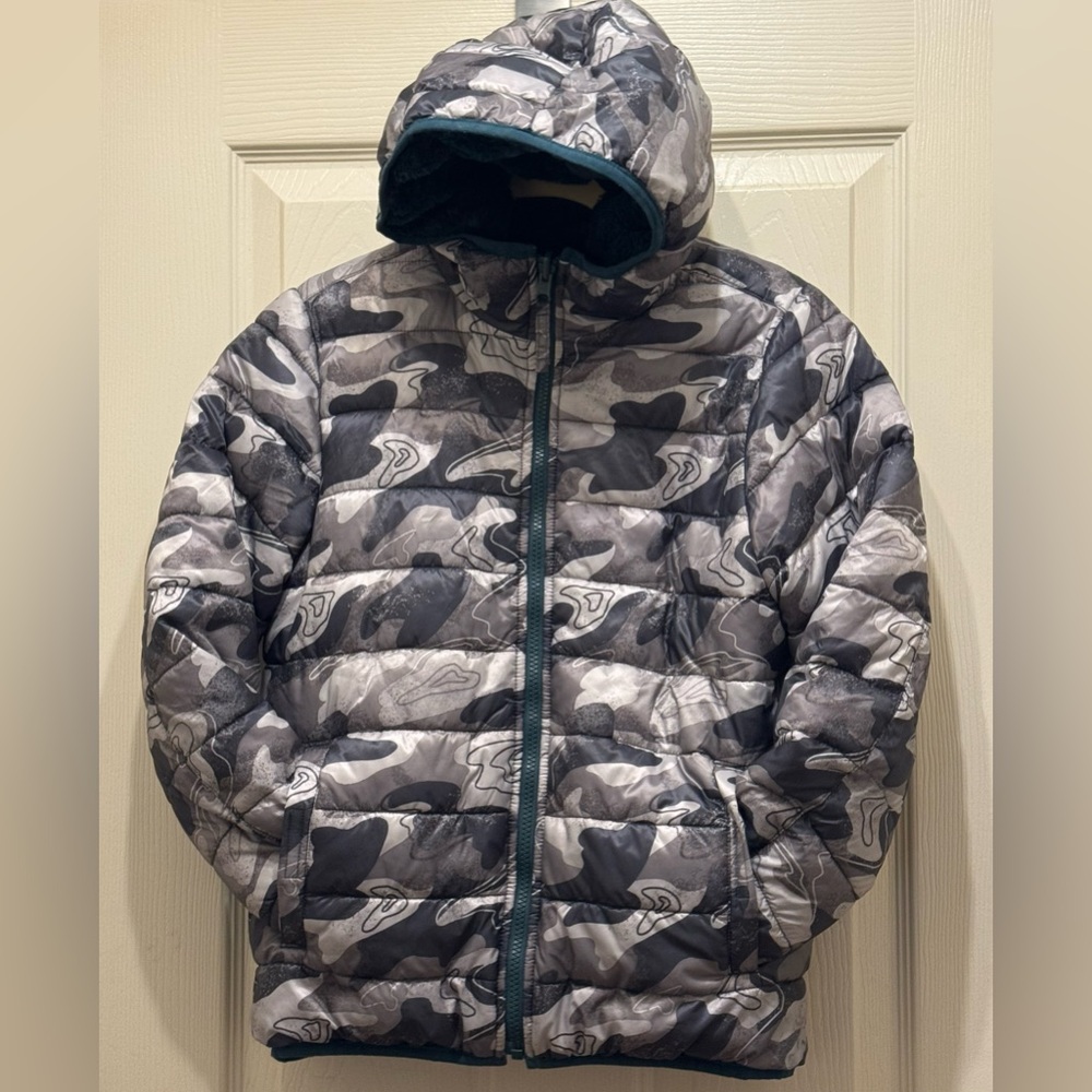 *LIKE NEW* Lands' End Kids Reversible Jacket, Size: 10-12, Color: Grey/Green
